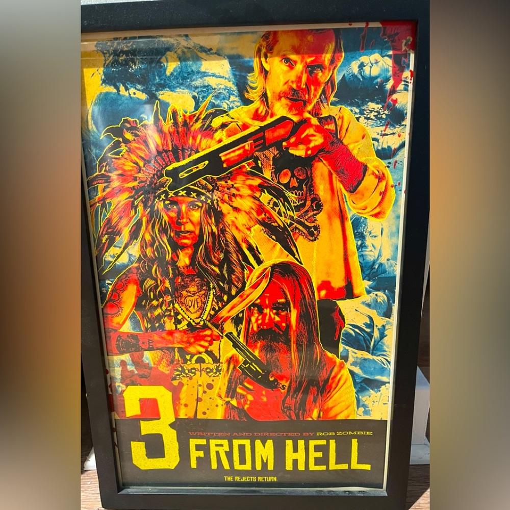 Framed horror movie poster of Rob Zombie’s, “3 From Hell”